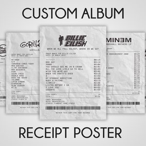 Benutzerdefiniertes Albumcover Poster Quittung - personalisiertes Albumposter - Wählen Sie Ihr Albumwandkunst - Besonderes Geschenk für Musikliebhaber Digitaler Download