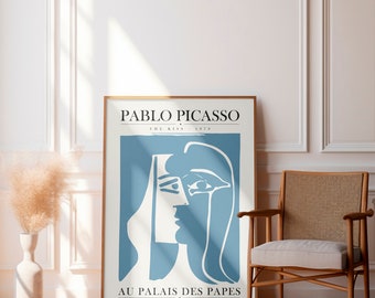 Picasso Il Bacio Poster, Arte della parete Picasso, Arte della parete della cucina, Decorazione della parete del soggiorno, Tela incorniciata, Pittura su tela con ritratto