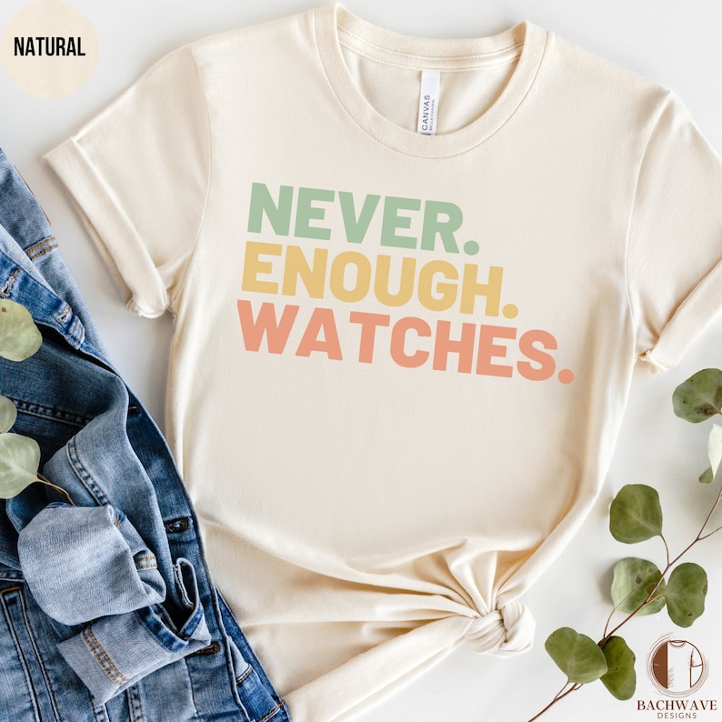 Camiseta única de coleccionista de relojes, cita de relojes nunca suficientes, regalo para entusiastas de los relojes, camiseta para amantes de los relojes, camisa de hobby de reloj casual unisex imagen 4