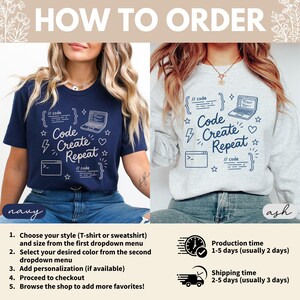 Code Create Repeat Shirt, Graphic Tee, Coder Gift, Programmer Shirt, Computer Science Shirt, Geek Shirt, Tech Shirt, Unisex Shirt