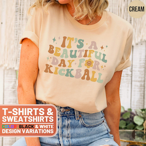 Kickball TShirt, Beautiful Day Tee, Retro Sports Top, Spring Sweatshirt, Game Day Shirt, Player Gift, Team Tee, Kickball Lover Crewneck