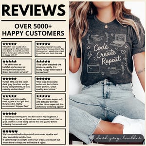 Code Create Repeat T-shirt, Graphic Tee for Programmers, Unisex Coding Shirt, Gift for Developers, Computer Science Shirt, Tech Lover Tee