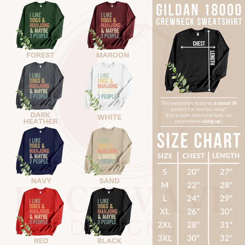 Funny Mahjong and Dogs Lover T-Shirt, Retro Style Crewneck Sweatshirt, Unique Gift Tee, Casual Sweater for Men and Women image 5