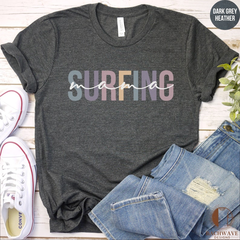 Vintage Surfing Shirt, Cute Surfer Mom Crew Sweatshirt, Retro Surfing Mama T-Shirt, Summer Mom Squad Gift, Sport Mama Crewneck Tee,Beach Top image 3