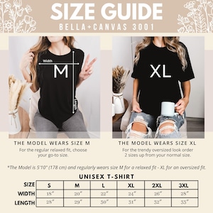 Bella Canvas 3001 Size Guide Poster, Fashion Tee Measurements Chart, Unisex T-Shirt Size Chart, Printable Clothing Guide