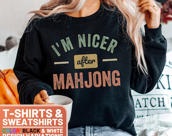 I'm Nicer After Mahjong Shirt, Funny Mahjong TShirt, Vintage Mahjong Tee, Mahjong Lover Gift, Mahjong Crewneck, Mahjong Sweatshirt