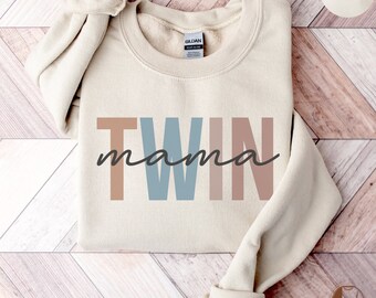 Twin Mama Sweatshirt, Twin Mom Crewneck Shirt, Girl Mom Club Sweater, Gift for Mom, Boy Mama Tee, Cute Mom T-Shirt, Mom Life Sweatshirt Gift