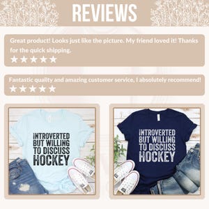 Funny Hockey Shirt, Cute Hockey Crewneck Sweatshirt, Retro Hockey Gift Tee, Hockey Lover T-Shirt, Introverted Sweater, Gift for Her, Vintage bild 6