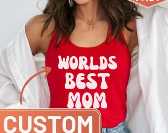 Custom Text & Image Women Racerback Tank Top, Personalized Womens Tank Top,Custom Birthday Gift for Her,Custom Name and Text Design Mom Gift