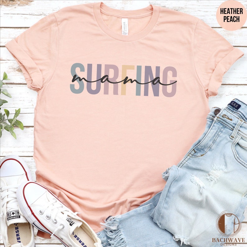 Vintage Surfing Shirt, Cute Surfer Mom Crew Sweatshirt, Retro Surfing Mama T-Shirt, Summer Mom Squad Gift, Sport Mama Crewneck Tee,Beach Top image 2