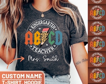 Personalized Teacher Shirt, Custom Teacher Name Crewneck Sweatshirt, Custom Grade T-Shirt, Teacher Appreciation Gift,Funny Group Teacher Tee
