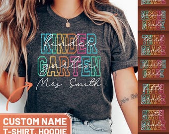 Personalized Teacher Shirt, Custom Teacher Name Crewneck Sweatshirt, Custom Grade T-Shirt, Teacher Appreciation Gift,Funny Group Teacher Tee