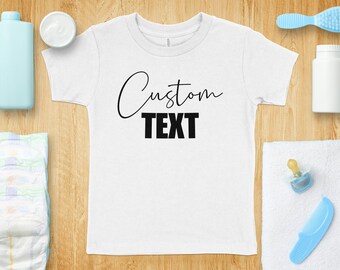 Chemise enfant en bas âge personnalisée avec texte et image, chemise d'anniversaire pour enfants personnalisée, cadeau avec nom personnalisé pour tout-petit, cadeau de famille assorti pour enfants unisexes