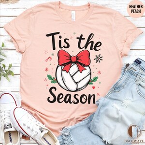 Tis The Season Volleyball Christmas Shirt, Coquette Sweatshirt, Bow Sweatshirt, Gift for Her, Holiday Volleyball Tee, Cute Xmas Sweatshirt image 10