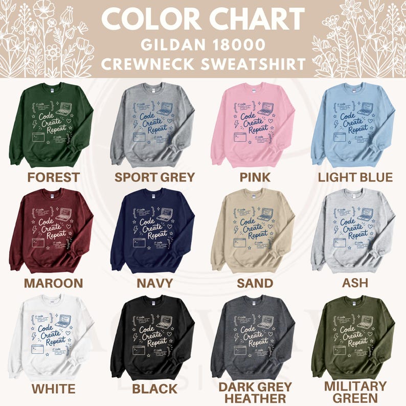 Code Create Repeat Sweatshirt, Unisex Crewneck, Soft and Cozy Pullover, Graphic Design, Gift for Coders, Programmer Apparel