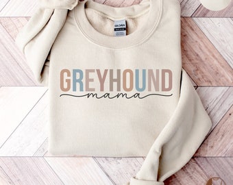Greyhound Mama Sweatshirt, Gift for Dog Mom, Greyhound Mom Sweater, Dog Lover Crewneck Shirt, Retro Dog Owner T-Shirt, Cute Greyhound Lover