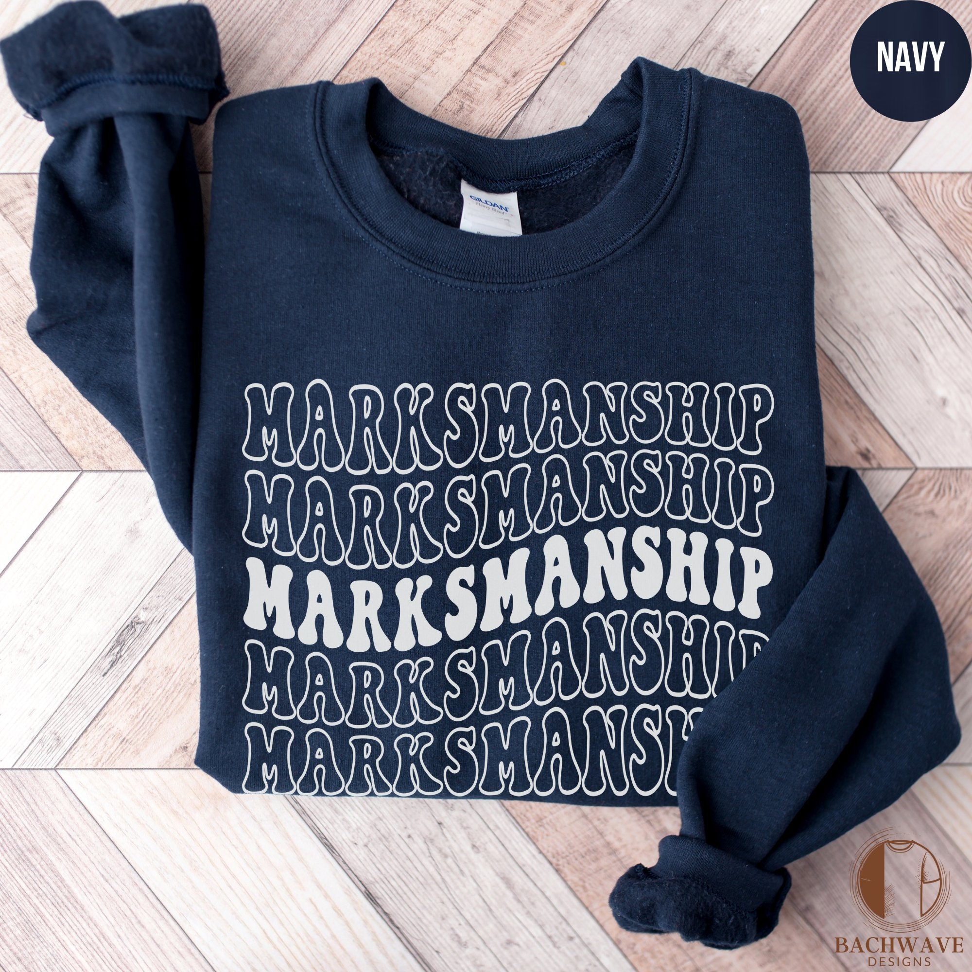 Marksmanship Graphic Tee, Bold Text Tshirt, Vintage Style Sweatshirt