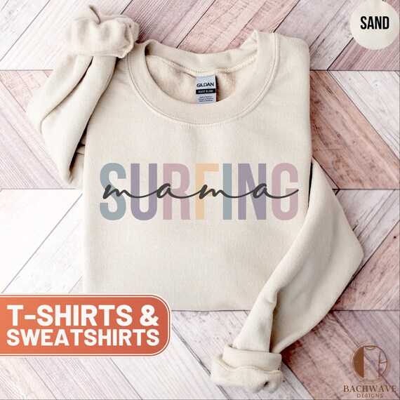 Vintage Surfing Shirt, Cute Surfer Mom Crew Sweatshirt, Retro Surfing Mama T-Shirt, Summer Mom Squad Gift, Sport Mama Crewneck Tee,Beach Top