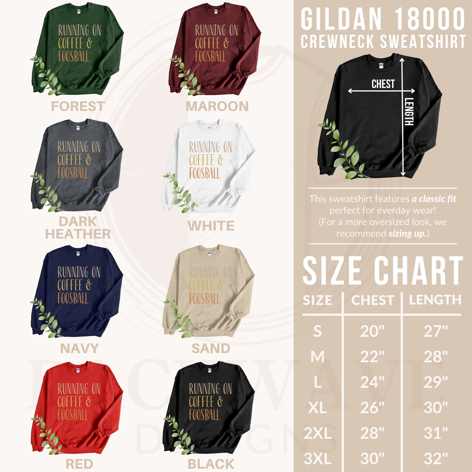 Trendy Running on Coffee and Foosball Graphic Tee, Casual Sweatshirt