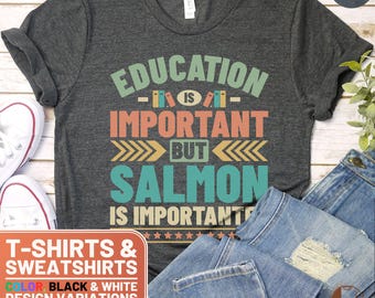 Funny Salmon Shirt, Cute Salmon Crewneck Sweatshirt, Retro Salmon Gift Tee, Salmon Lover T-Shirt, Education Sweater, Gift for Her