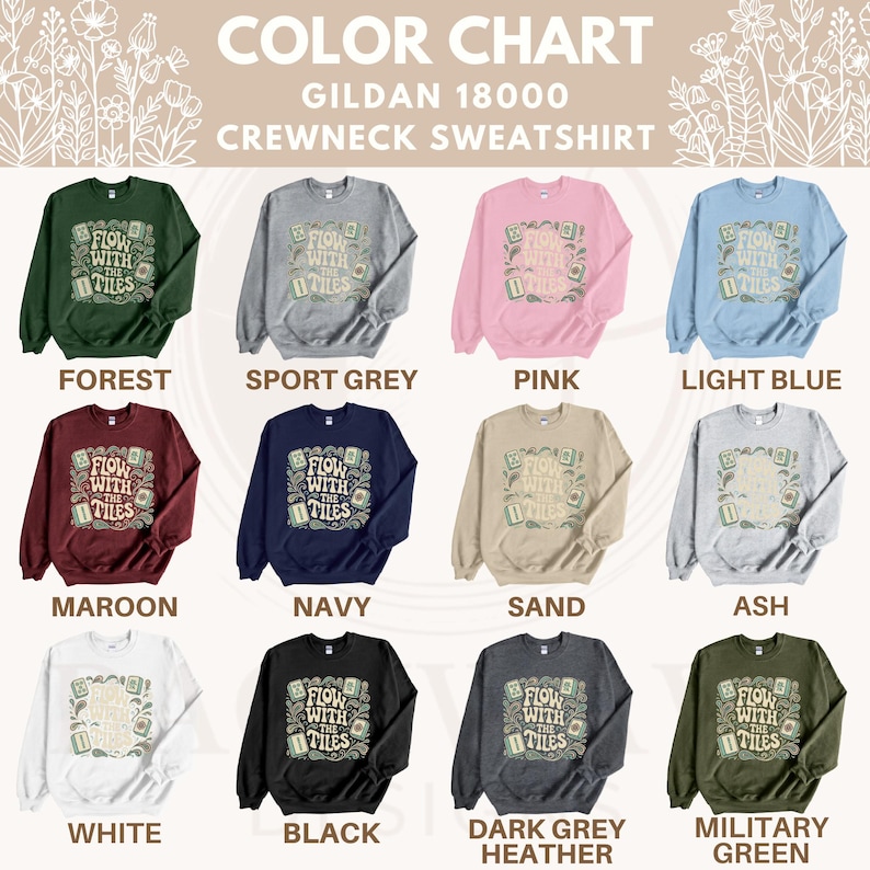 Flow With Tiles Gildan 18000 Crewneck Sweatshirt, Available in Multiple Colors, Comfortable Fit, Unisex, Casual Wear, Graphic Print