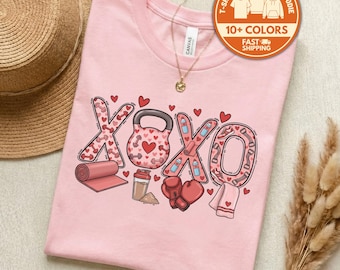 Valentines Day Fitness Shirt, XOXO T-Shirt, Gym Lover Tee, Valentine Gift for Trainer, Workout Partner Sweatshirt, Cardio Queen, Her Gift