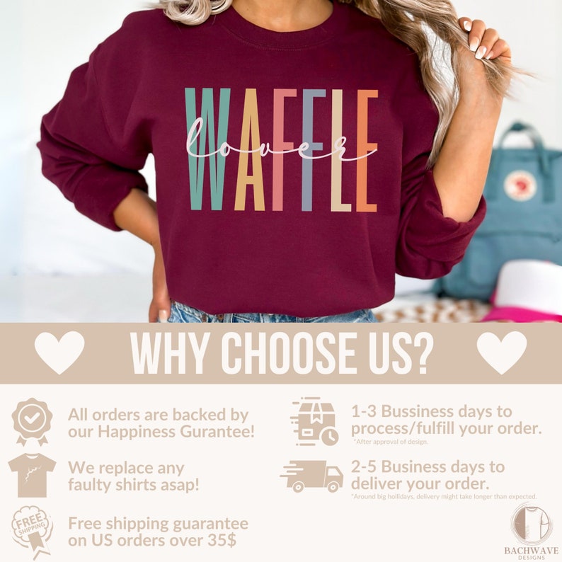 Waffle Shirt, Waffle Lover Tshirt, Cute Sarcastic Waffle T-shirt, Funny Waffle Tee Gift,Foodie Sweatshirt,Weekend Breakfast Crewneck Sweater 画像 5