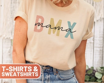Vintage BMX Mama Shirt, Cute BMX Mom Sweatshirt, Retro BMX Crew T-Shirt, Bmx Mom Squad Gift, Sport Mama Crewneck Tee, Sporty Top,Cycle Rider