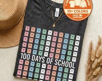 100 Days of School Bear T-Shirt, Cute Teacher Tee, Student T Shirt, Back to School Sweatshirt, Elementary School Shirt, Gift For Teacher