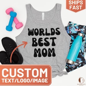 Custom Text & Image Tank Top, Personalized Unisex Tank Top, Custom Birthday Gift for Him, Custom Sport Team Tank Top, Custom Name Design Mom