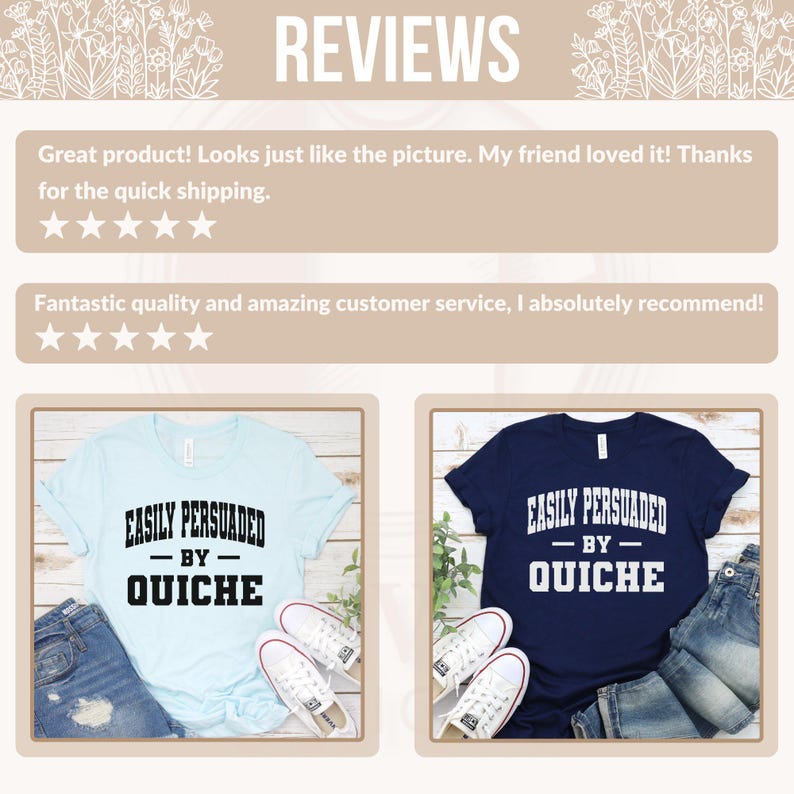 Funny Food Shirt, Easily Persuaded by Quiche Tshirt, Cute Foodie