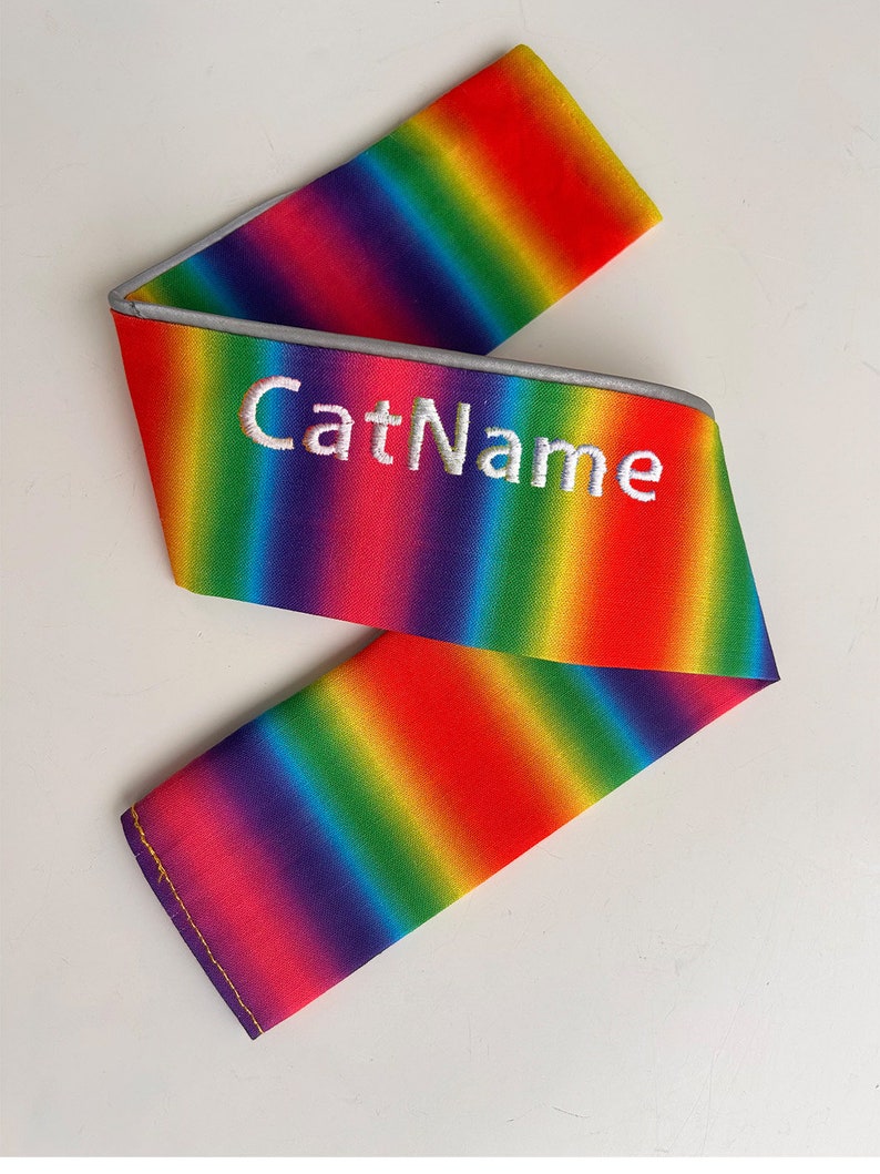 Gepersonaliseerde vogelveilige kattenhalsband Brightest rainbow
