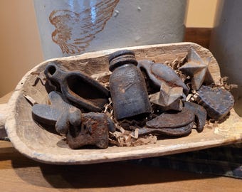 9 Primitive Blackened Wax Bowl Fillers