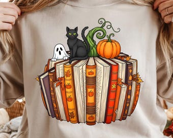 Fall Book Pumpkin Halloween Shirt, Halloween Book Lover Shirt, Fall Bookish Shirt, Pumpkin Book Shirt, Ghost Book, Fall Shirt, spooky Tshirt