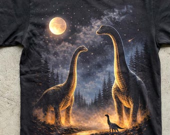 Vintage Brontosaurus Jurassic Dinosaur grafisch T-shirt, Jurassic Fan T-shirt, Comfort Colors®-shirt, vintage Moon Dino-top, retro prehistorisch T-shirt