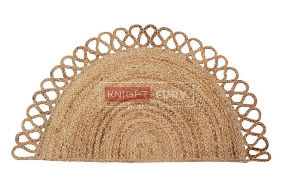 Handmade Half Circle Jute Doormat 2x4 Indooroutdoor Jute Doormat, Semi