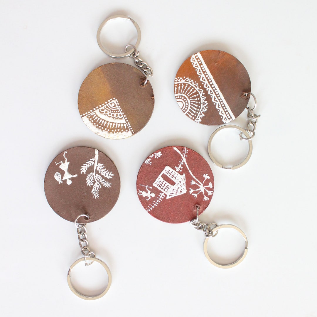 Warli Art Keychain ( Set of 4) - Etsy