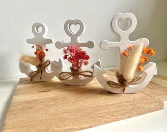 Raysin anchor with heart, Raysin anchor with circle, dried flowers, decoration, sea, gift, nautical decor, present, souvenir