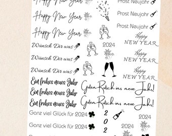 PDF template, New Year's Eve 3, candle tattoo, candle sticker, water slide film, decorate candles, to print out
