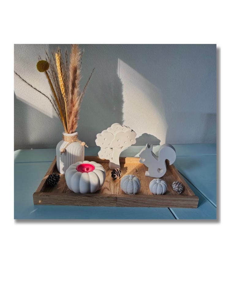 16-teiliges Thanksgiving-Tablett-Dekor-Set – Holz-Deko Mit Kürbissen, Rustikalem Bauernhaus-Design
