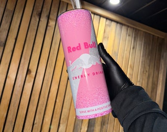 Pink r bul skinny tumbler 20oz with lid and straw. For hot and cold drinks