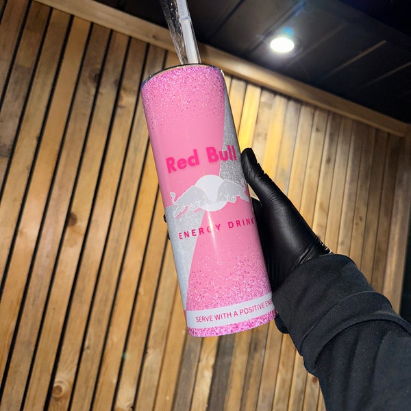 Pink r bul skinny tumbler 20oz with lid and straw. For hot and cold drinks