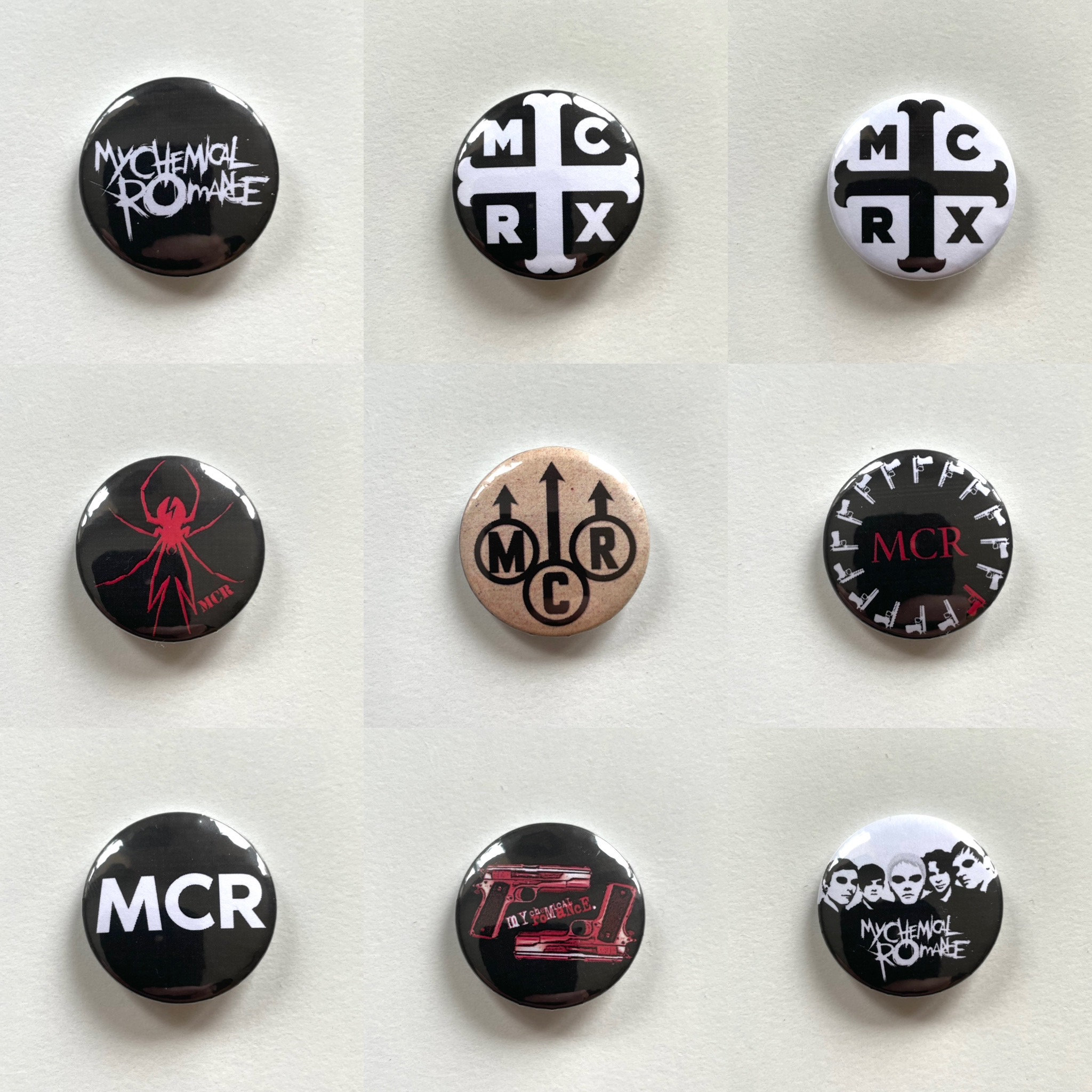 12 MY CHEMICAL ROMANCE Pinbacks Buttons 1 Pins Badges Emo MCR Punk Music  Band