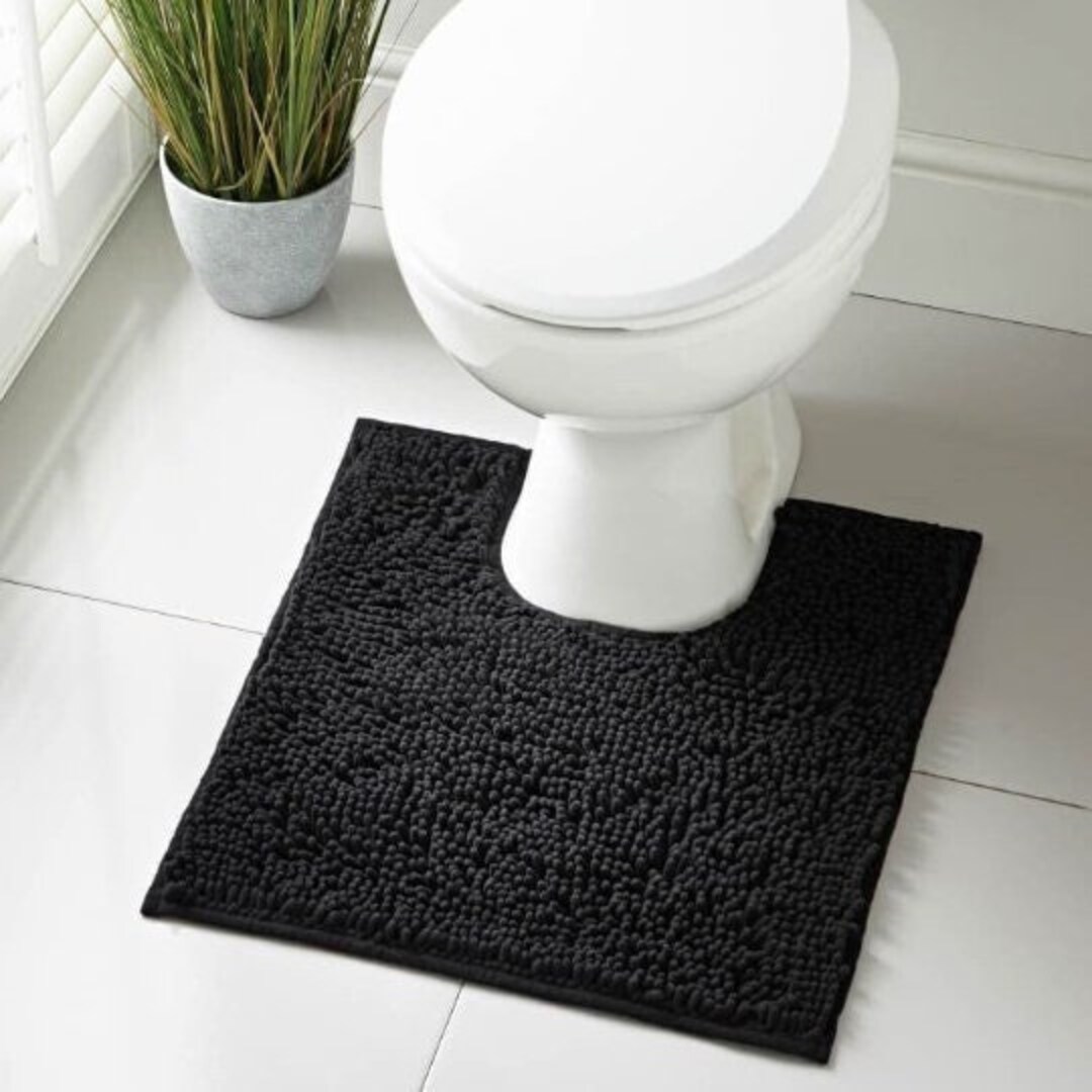 Black Noodle Pedestal Mat Toilet Bathroom Rug Decor Etsy