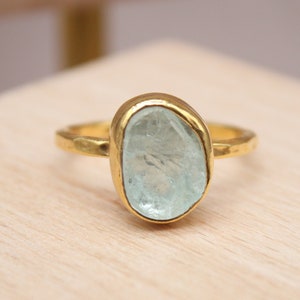 Raw Aquamarine Ring, Wedding Ring, Engagement Ring, Gift For Her Mothers Day