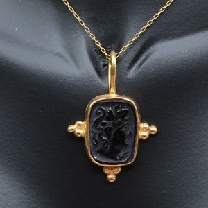 Greek Aphrodite Intaglio Glass Necklace  925 Sterling  Goddess Venus Intaglio Pendant  Ancient Intaglio Glass Jewelry