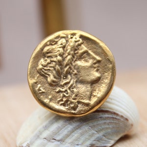 Greek Coin Apollo Silver Signet Ring Ancient God Apollo Figured Ring