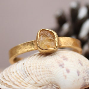 Raw Citrine Ring, Sterling Silver Ring, Citrine Jewelry, Statement Ring, American Seller, November Birthstone, Yellow Stone Gift For Her