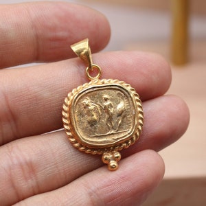 A Celebration Figure in Ancient Rome Coin Silver Pendant Vintage Pendant