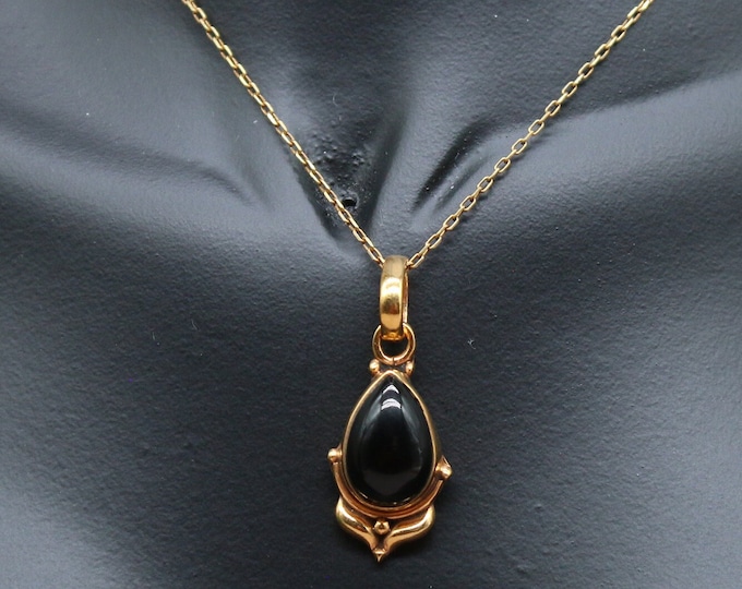 925k Sterling Silver Black Onyx  Necklace,  November Birthstone necklace Gift For Her